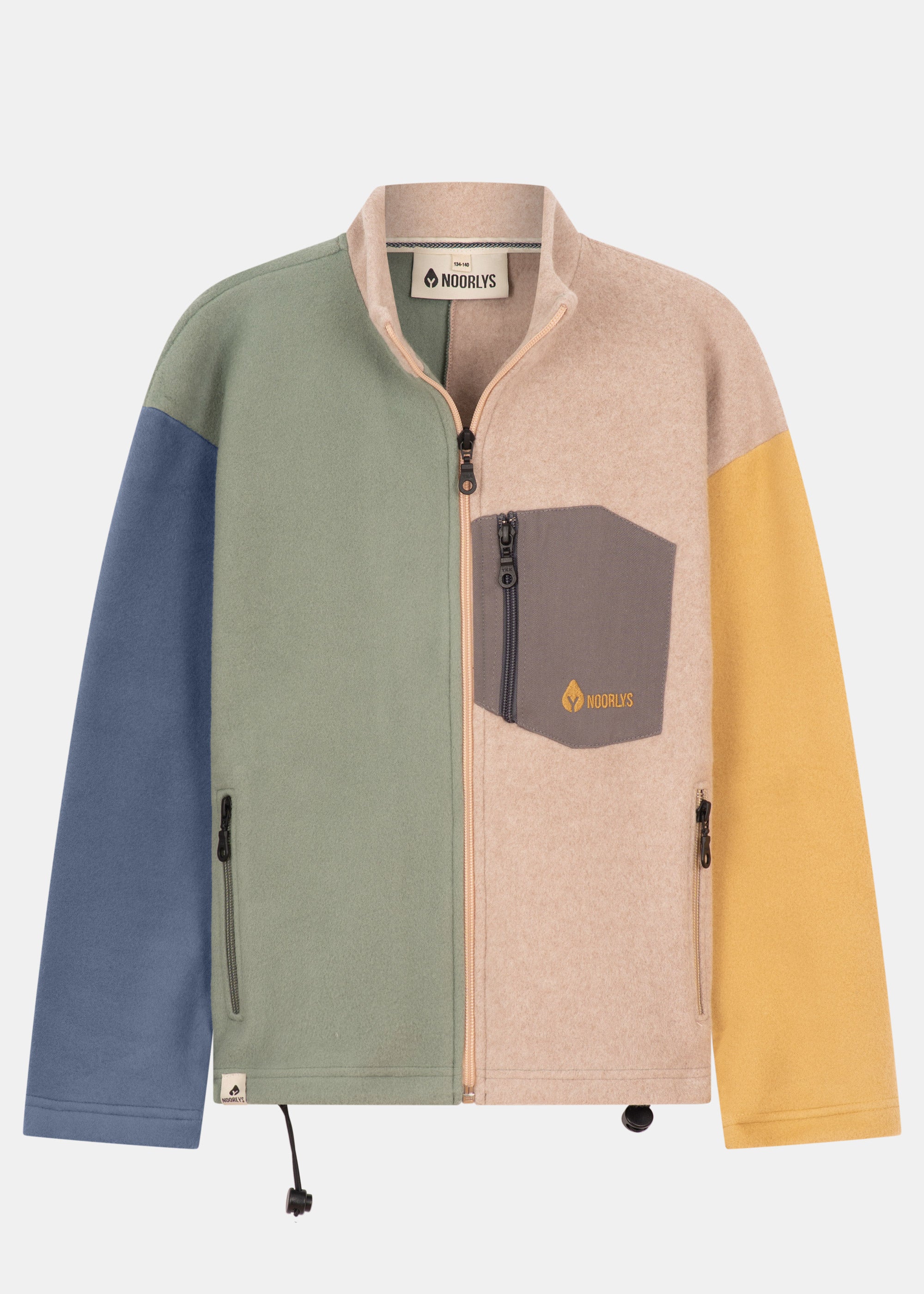 Baumwoll-Fleece-Jacke FÖHRWIND DenimBlue/DustyMint/TaupeMelange/Dünensand