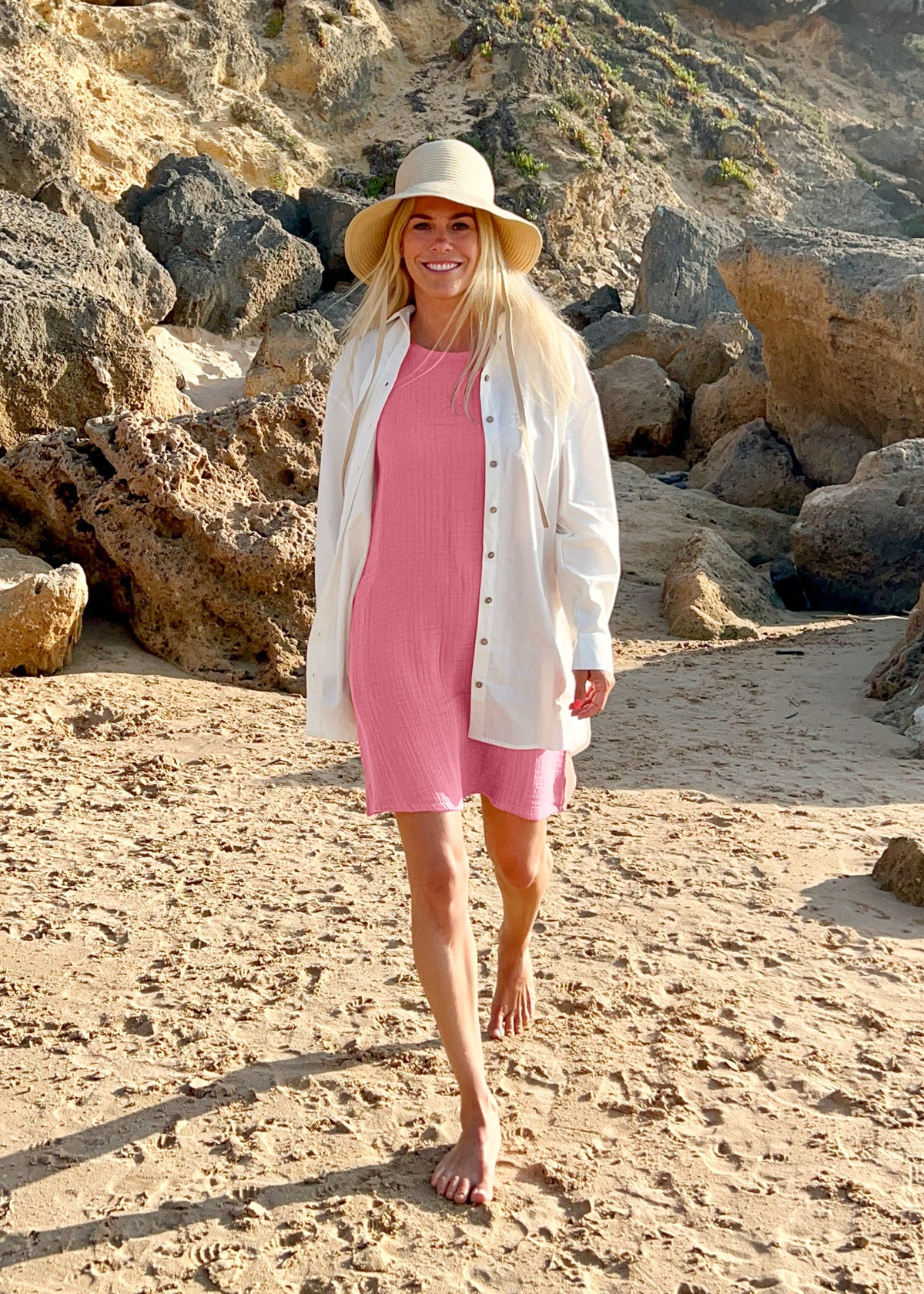 Musselin-Kleid HERMOSA FlamingoPink