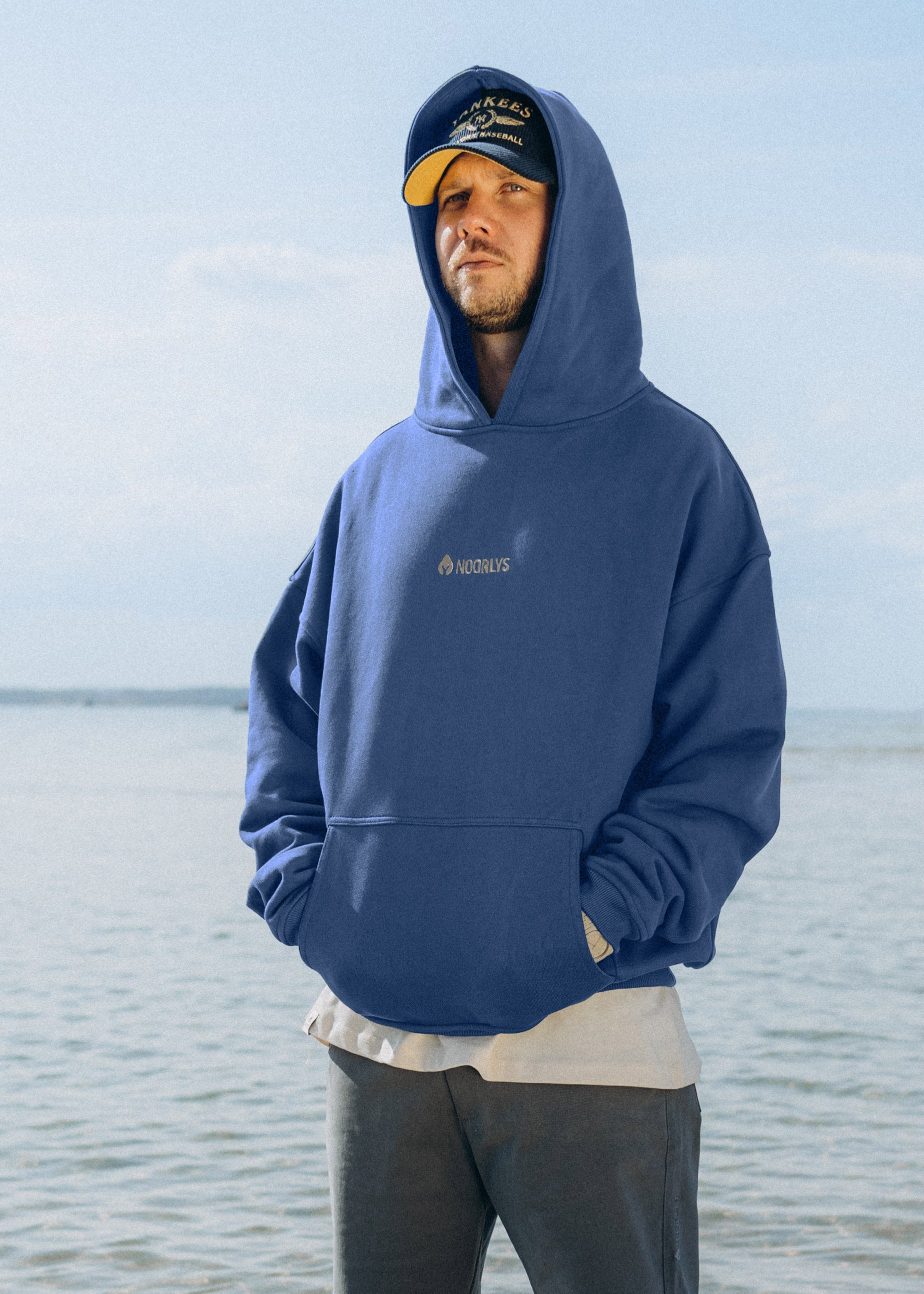 Cropped Heavy-Sweat Hoodie PUNDIG Limoges/PearledIvory