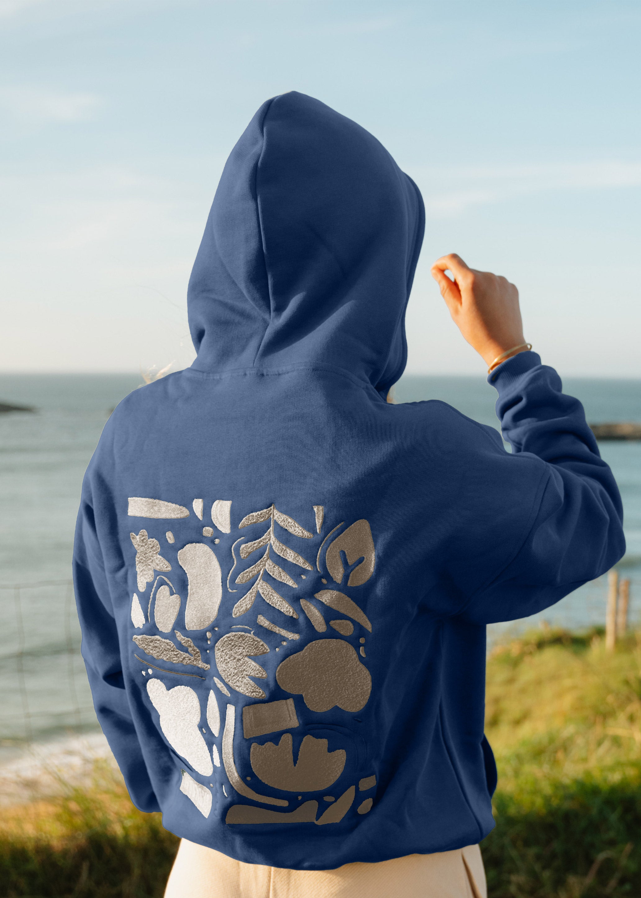 Cropped Heavy-Sweat Hoodie PUNDIG Limoges/PearledIvory