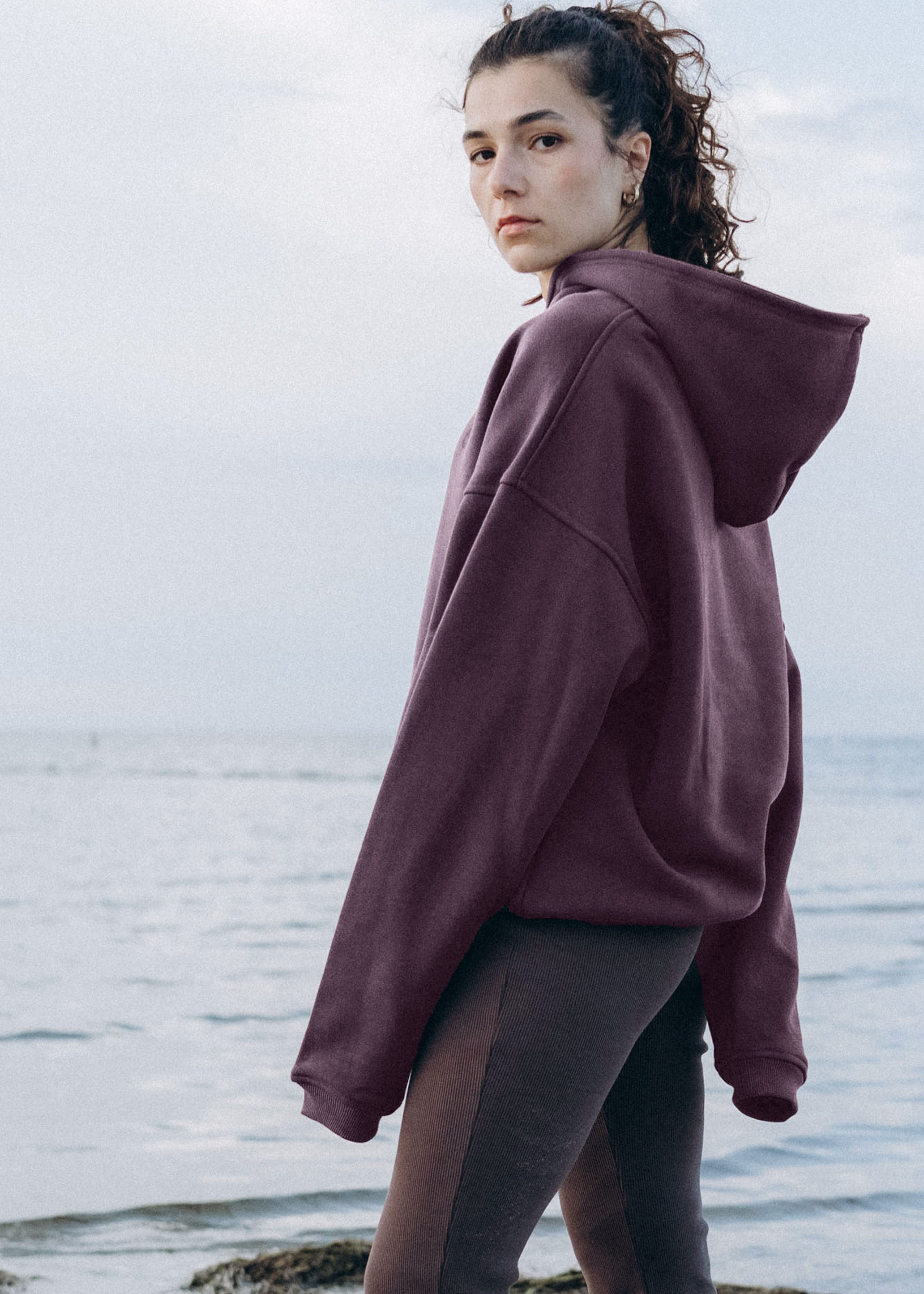 Cropped Heavy-Sweat Hoodie SWOOR PlumPerfect