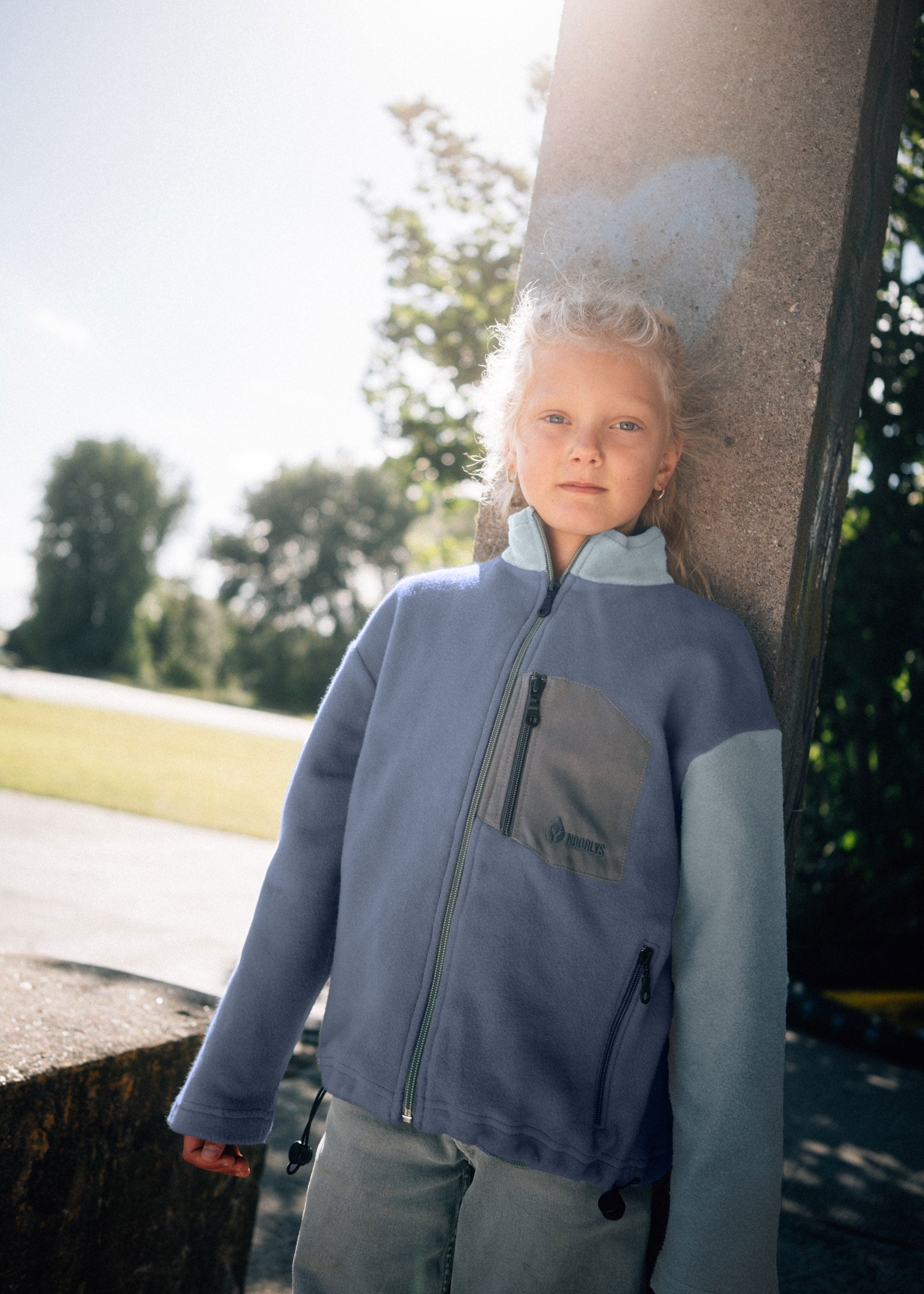 Baumwoll-Fleece-Jacke FÖHRWIND DenimBlue/BabyBlue