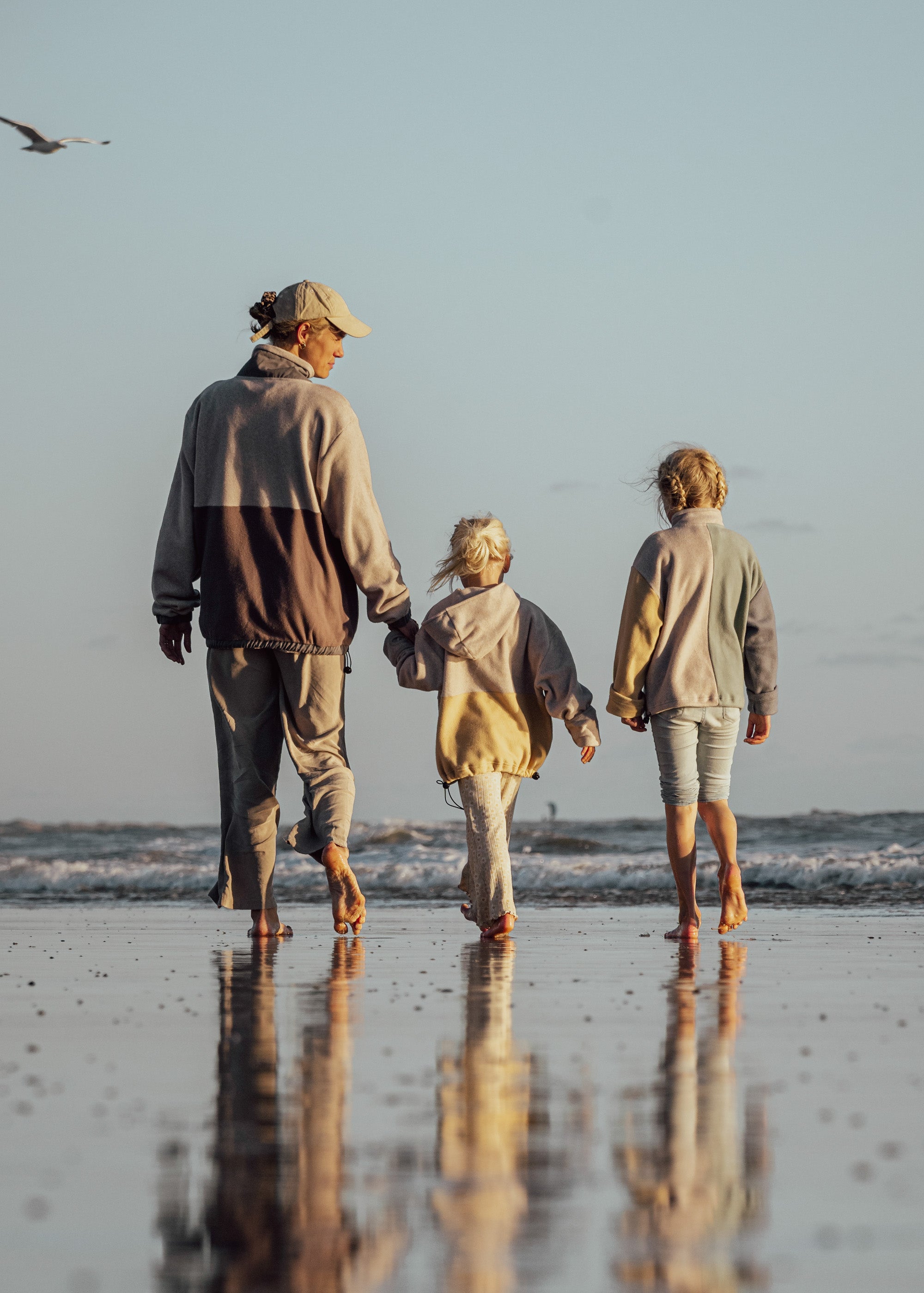 Baumwoll-Fleece-Jacke FÖHRWIND DenimBlue/DustyMint/TaupeMelange/Dünensand