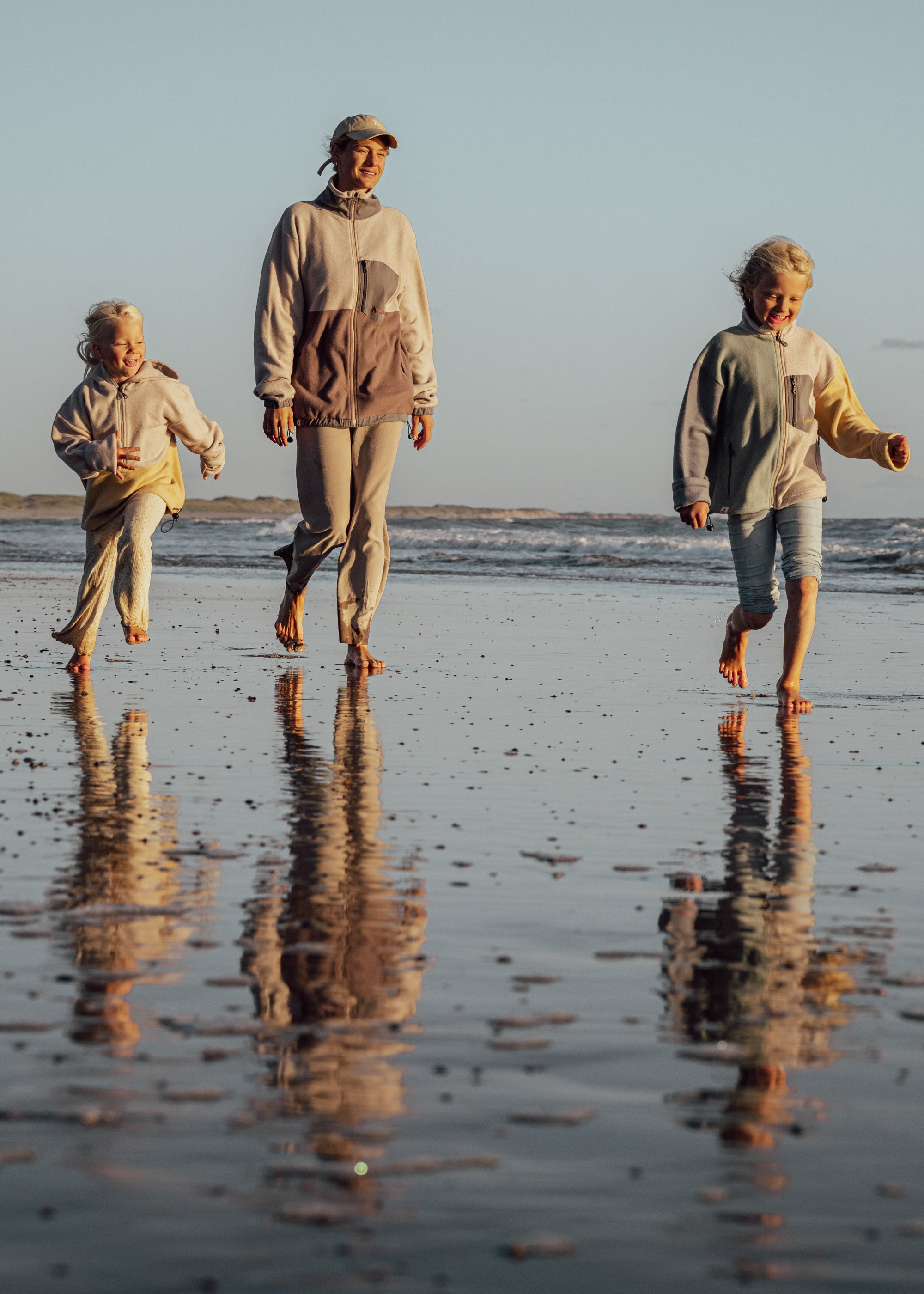 Baumwoll-Fleece-Jacke FÖHRWIND DenimBlue/DustyMint/TaupeMelange/Dünensand