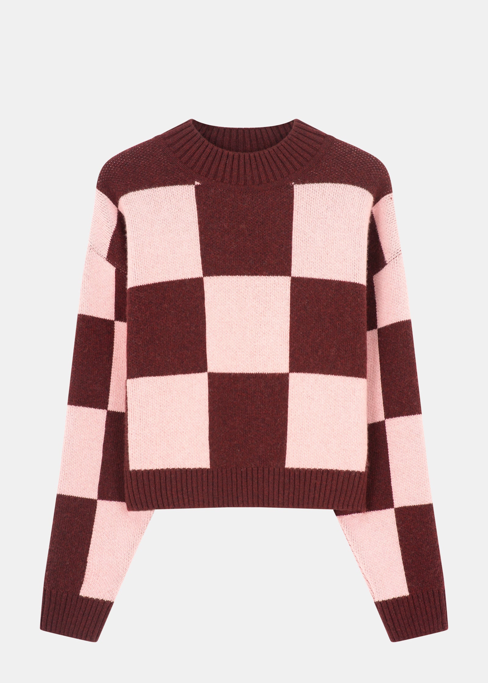 Strick-Sweater KARO Bordeaux/DuskPink