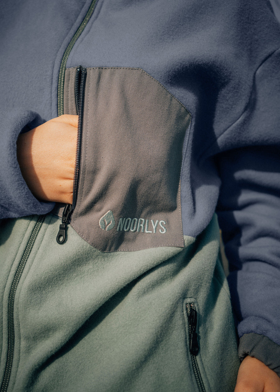Baumwoll-Fleece-Jacke MÖÖK DenimBlue/DustyMint