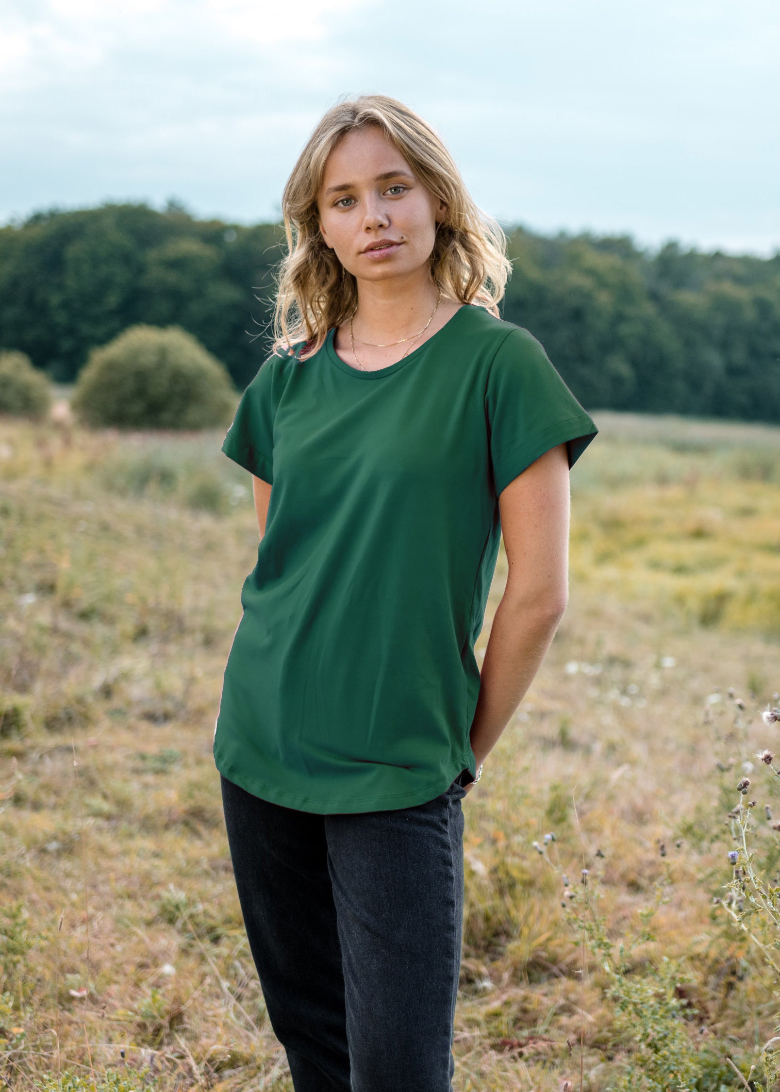 Unser Model Luise ist <strong>173 cm</strong> groß und trägt <strong>Größe S</strong>.#