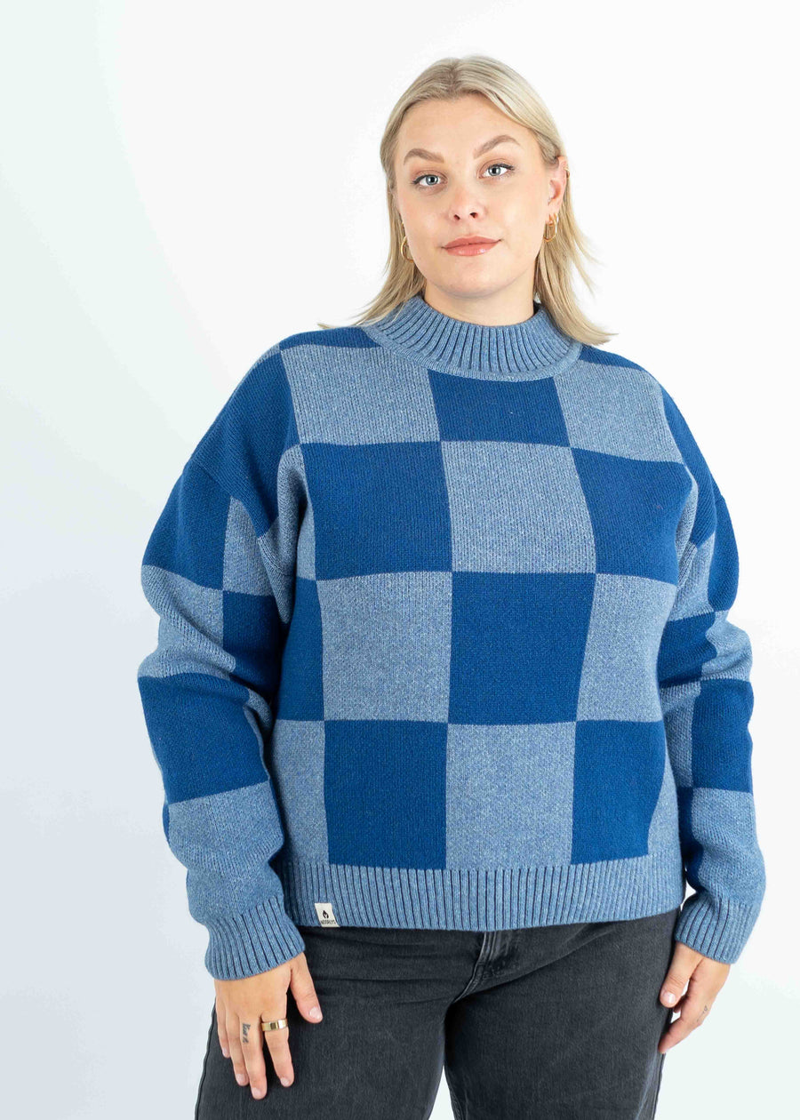 Second Choice Strick-Sweater KARO LightBlue/DenimBlue