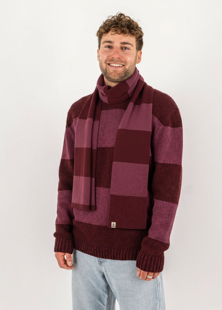 Bündel Schal WALDO & Strickpullover RIFFELT PlumVioletStriped