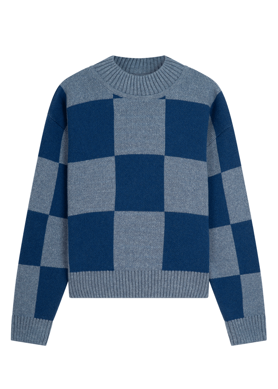 Second Choice Strick-Sweater KARO LightBlue/DenimBlue