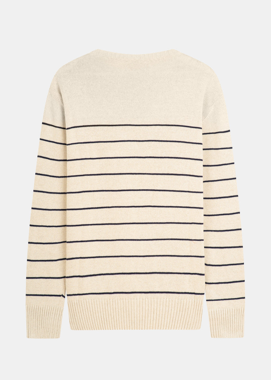 Strickpullover BÖÖT Beige-Navy-Striped