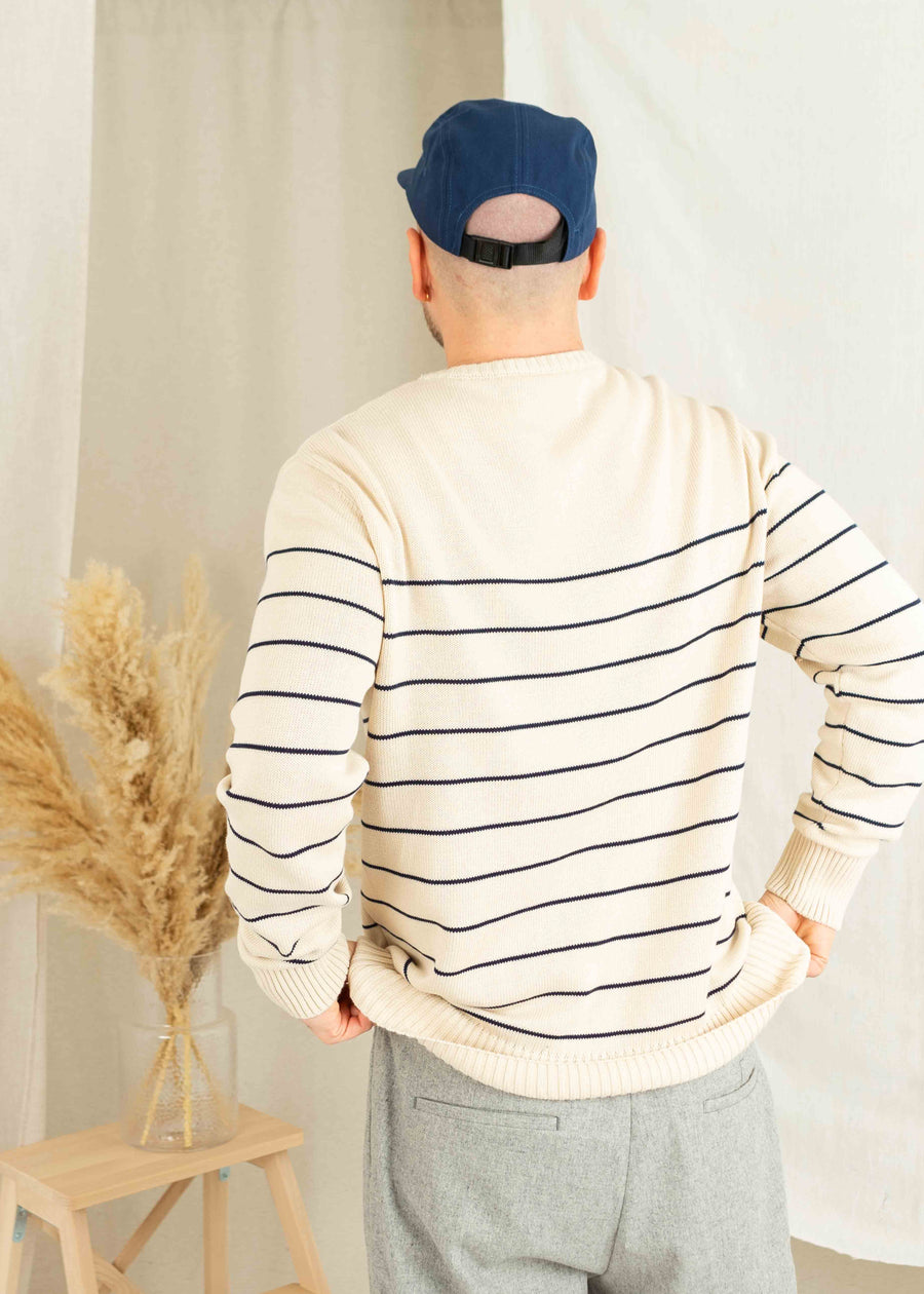 Second Choice Strickpullover Beige-Navy-Striped