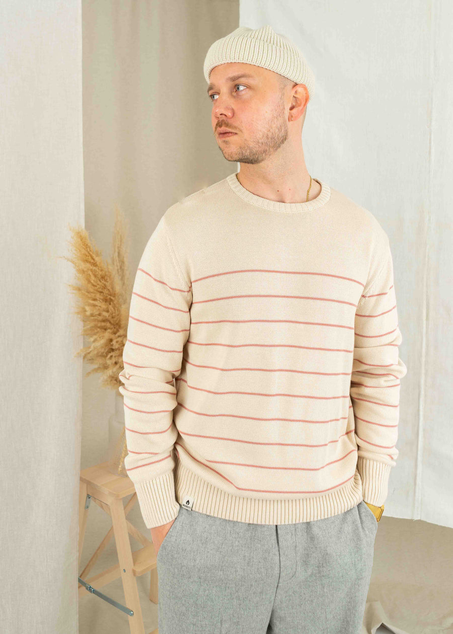 Strickpullover BÖÖT Beige-DuskPink-Striped